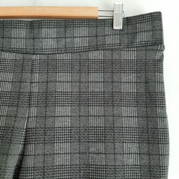 LILY MORGAN Slim Leg Pull-on Stretch Grey Plaid Pants Sz XL - Picture 5 of 10